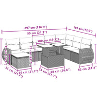 9-tlg. Garten-Sofagarnitur mit Kissen Schwarz Poly Rattan