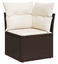 10-tlg. Garten-Sofagarnitur mit Kissen Braun Poly Rattan