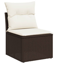 10-tlg. Garten-Sofagarnitur mit Kissen Braun Poly Rattan