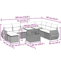 10-tlg. Garten-Sofagarnitur mit Kissen Braun Poly Rattan