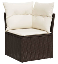 10-tlg. Garten-Sofagarnitur mit Kissen Braun Poly Rattan