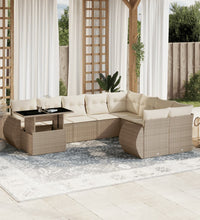 10-tlg. Garten-Sofagarnitur mit Kissen Beige Poly Rattan