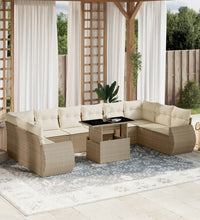 11-tlg. Garten-Sofagarnitur mit Kissen Beige Poly Rattan