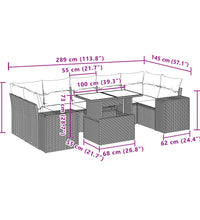 8-tlg. Garten-Sofagarnitur mit Kissen Beige Poly Rattan
