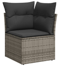 8-tlg. Garten-Sofagarnitur mit Kissen Grau Poly Rattan