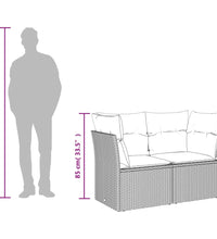 9-tlg. Garten-Sofagarnitur mit Kissen Grau Poly Rattan