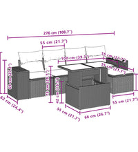 6-tlg. Garten-Sofagarnitur mit Kissen Schwarz Poly Rattan
