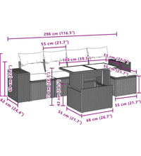 6-tlg. Garten-Sofagarnitur mit Kissen Beige Poly Rattan