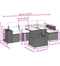 6-tlg. Garten-Sofagarnitur mit Kissen Beige Poly Rattan