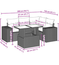 5-tlg. Garten-Sofagarnitur mit Kissen Schwarz Poly Rattan