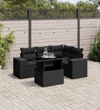 5-tlg. Garten-Sofagarnitur mit Kissen Schwarz Poly Rattan