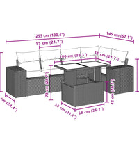 6-tlg. Garten-Sofagarnitur mit Kissen Schwarz Poly Rattan