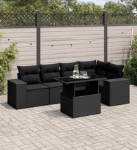 6-tlg. Garten-Sofagarnitur mit Kissen Schwarz Poly Rattan