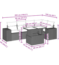 6-tlg. Garten-Sofagarnitur mit Kissen Beige Poly Rattan