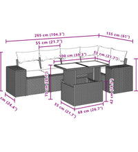 6-tlg. Garten-Sofagarnitur mit Kissen Grau Poly Rattan