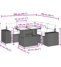 6-tlg. Garten-Sofagarnitur mit Kissen Schwarz Poly Rattan
