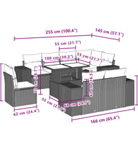 9-tlg. Garten-Sofagarnitur mit Kissen Schwarz Poly Rattan