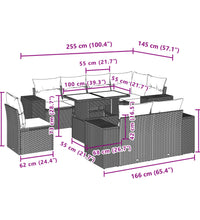 9-tlg. Garten-Sofagarnitur mit Kissen Hellgrau Poly Rattan