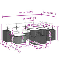 7-tlg. Garten-Sofagarnitur mit Kissen Beige Poly Rattan