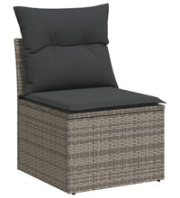 7-tlg. Garten-Sofagarnitur mit Kissen Grau Poly Rattan
