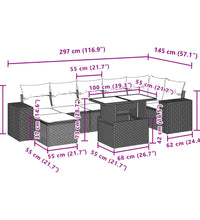 8-tlg. Garten-Sofagarnitur mit Kissen Schwarz Poly Rattan