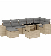 8-tlg. Garten-Sofagarnitur mit Kissen Beige Poly Rattan