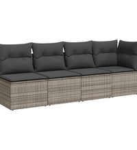 8-tlg. Garten-Sofagarnitur mit Kissen Grau Poly Rattan