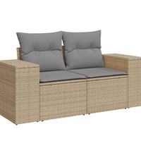 8-tlg. Garten-Sofagarnitur mit Kissen Beige Poly Rattan