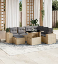 8-tlg. Garten-Sofagarnitur mit Kissen Beige Poly Rattan