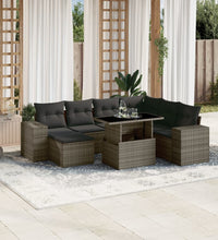 8-tlg. Garten-Sofagarnitur mit Kissen Grau Poly Rattan