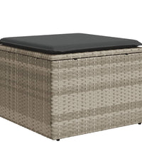 8-tlg. Garten-Sofagarnitur mit Kissen Hellgrau Poly Rattan