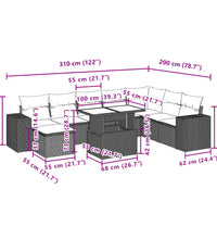9-tlg. Garten-Sofagarnitur mit Kissen Schwarz Poly Rattan