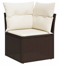 10-tlg. Garten-Sofagarnitur mit Kissen Braun Poly Rattan