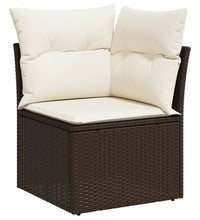 10-tlg. Garten-Sofagarnitur mit Kissen Braun Poly Rattan