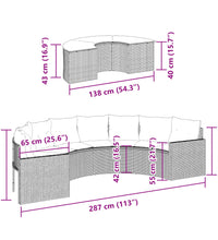 2-tlg. Garten-Sofagarnitur Halbrund Grau Poly Rattan