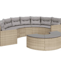 2-tlg. Garten-Sofagarnitur Halbrund Beige Poly-Rattan