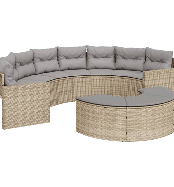 2-tlg. Garten-Sofagarnitur Halbrund Beige Poly-Rattan