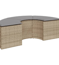 2-tlg. Garten-Sofagarnitur Halbrund Beige Poly-Rattan