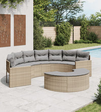 2-tlg. Garten-Sofagarnitur Halbrund Beige Poly-Rattan