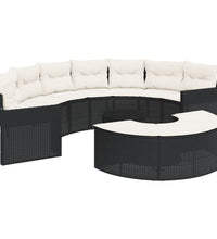 3-tlg. Garten-Sofagarnitur Halbrund Schwarz Poly-Rattan