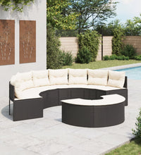 2-tlg. Garten-Sofagarnitur Halbrund Schwarz Poly-Rattan