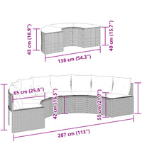 2-tlg. Garten-Sofagarnitur Halbrund Grau Poly Rattan