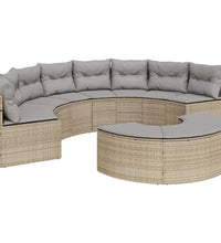 2-tlg. Garten-Sofagarnitur Halbrund Beige Poly-Rattan