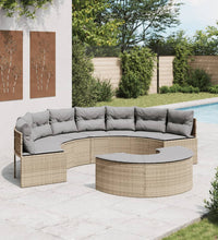 2-tlg. Garten-Sofagarnitur Halbrund Beige Poly-Rattan