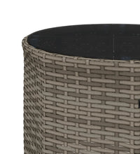 3-tlg. Garten-Sofagarnitur Halbrund Grau Poly Rattan