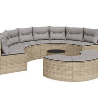 3-tlg. Garten-Sofagarnitur Halbrund Beige Poly-Rattan