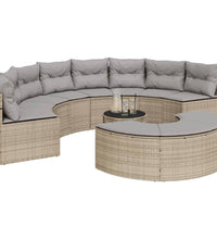 3-tlg. Garten-Sofagarnitur Halbrund Beige Poly-Rattan