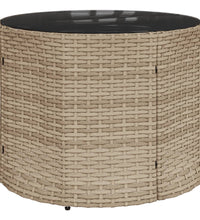 3-tlg. Garten-Sofagarnitur Halbrund Beige Poly-Rattan