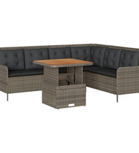 2-tlg. Garten-Sofagarnitur mit Auflagen Poly Rattan Grau