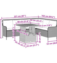 2-tlg. Garten-Sofagarnitur mit Auflagen Poly Rattan Grau